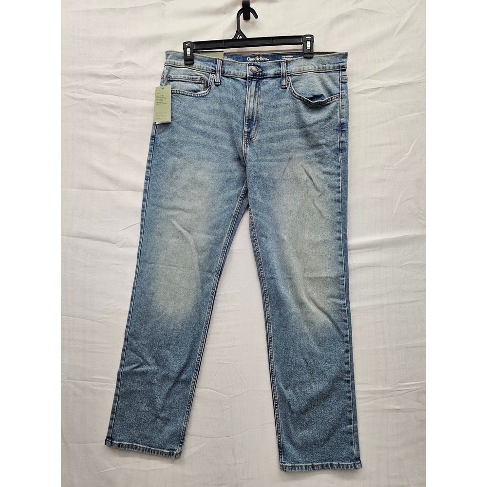 Goodfellow & Co Mens Slim Straight Jeans Blue Cotton Blend Size 38x32